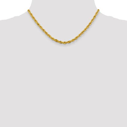 14K 16 inch 4.25mm Semi Solid Rope with Lobster Clasp Chain