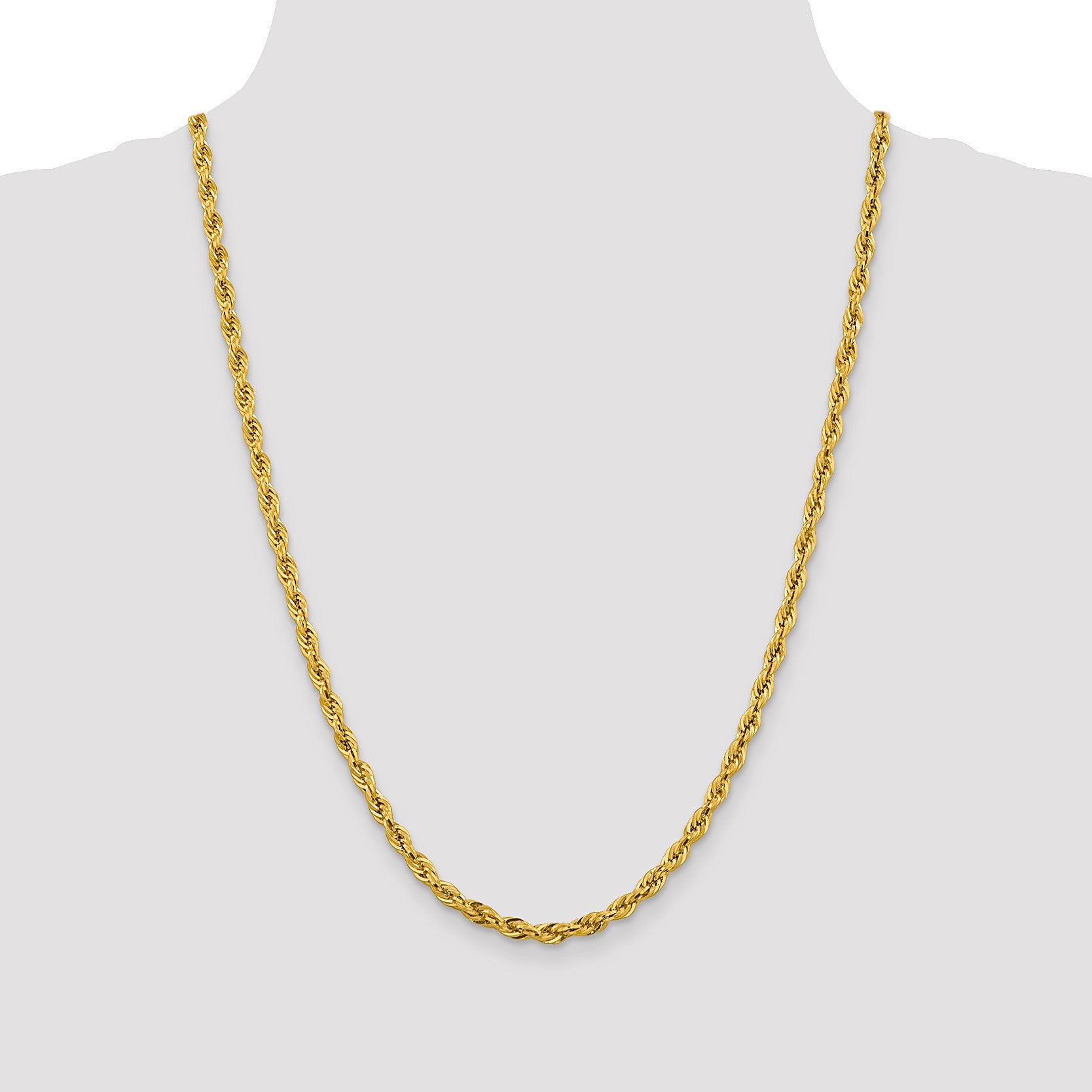 14K 24 inch 4.25mm Semi Solid Rope with Lobster Clasp Chain