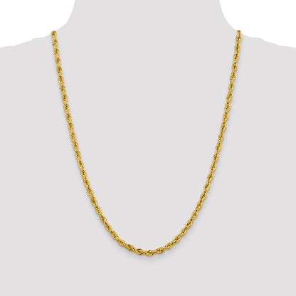 14K 24 inch 4.25mm Semi Solid Rope with Lobster Clasp Chain