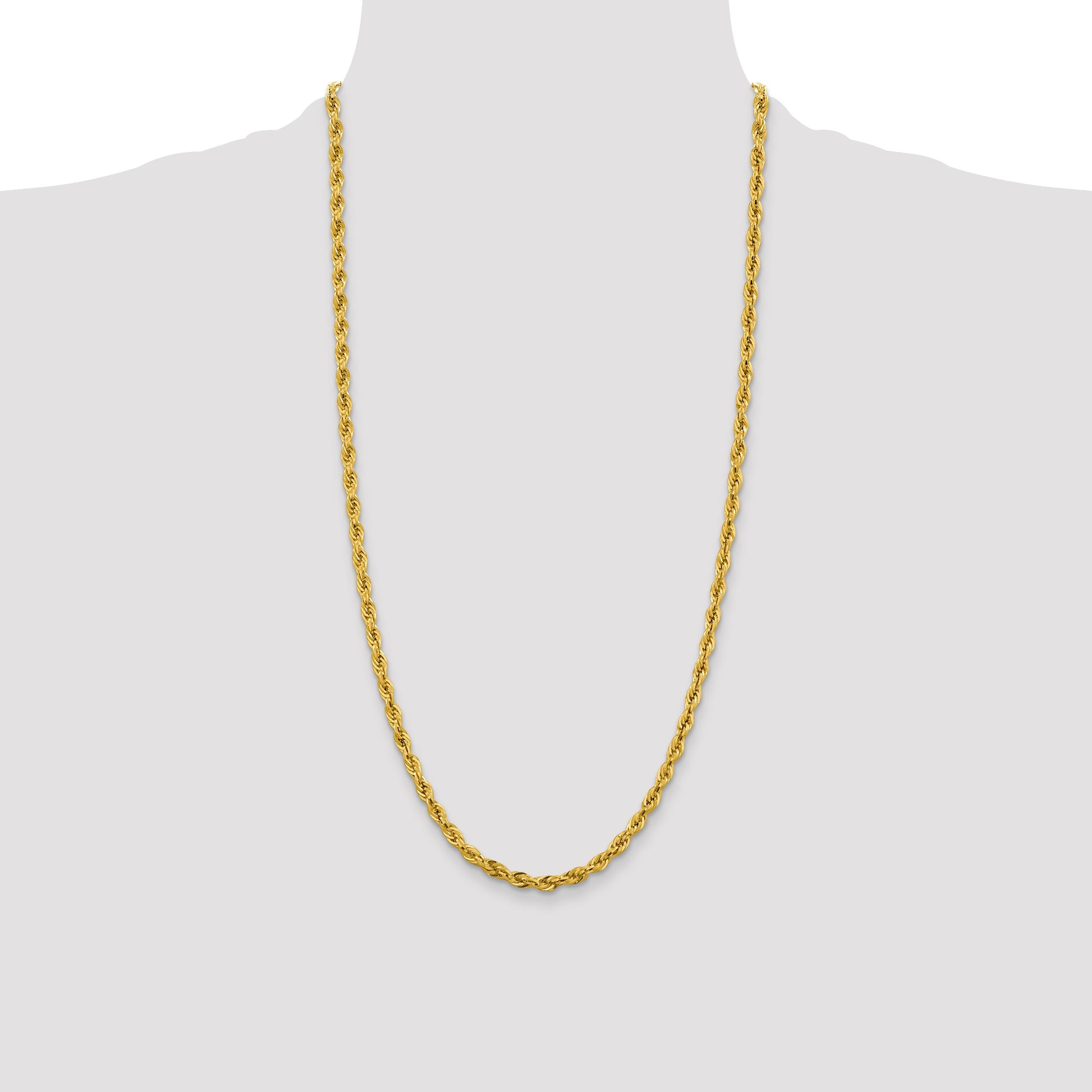 14K 28 inch 4.25mm Semi Solid Rope with Lobster Clasp Chain