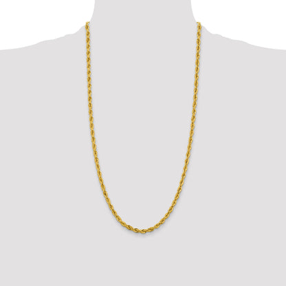 14K 28 inch 4.25mm Semi Solid Rope with Lobster Clasp Chain