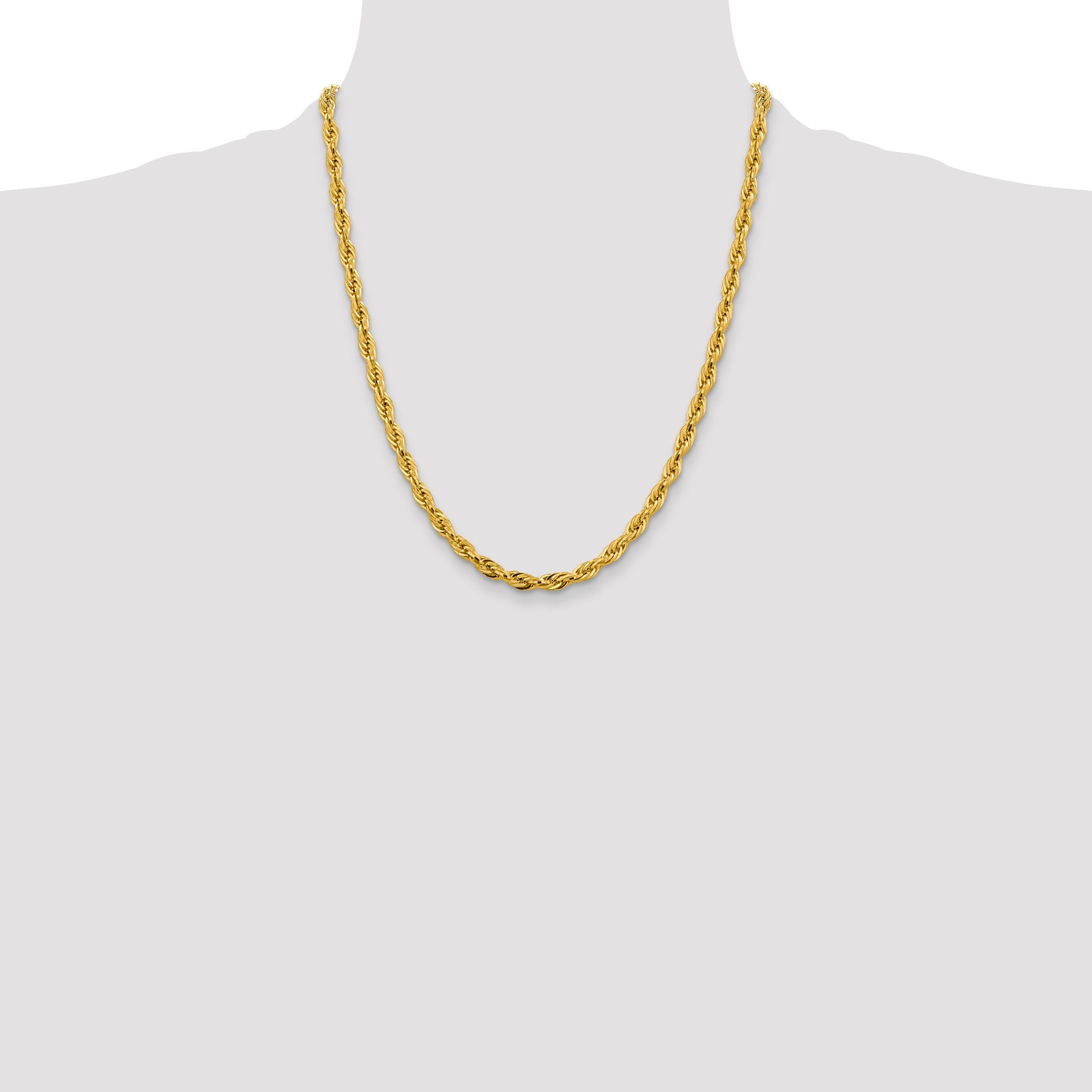14K 22 inch 4.75mm Semi Solid Rope with Lobster Clasp Chain