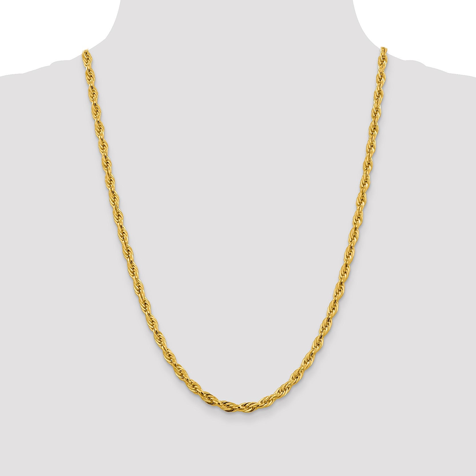 14K 24 inch 4.75mm Semi Solid Rope with Lobster Clasp Chain