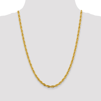 14K 24 inch 4.75mm Semi Solid Rope with Lobster Clasp Chain