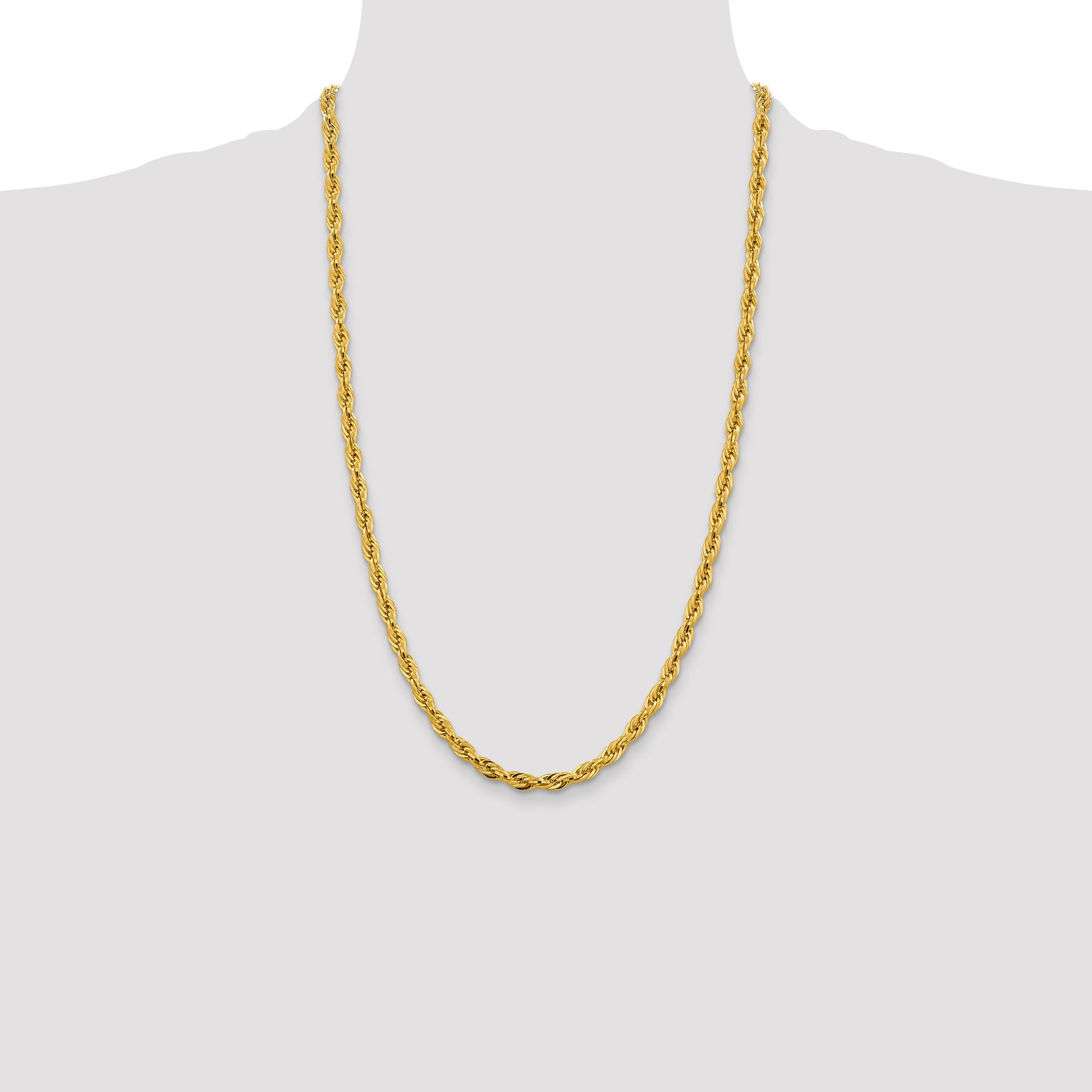 14K 26 inch 4.75mm Semi Solid Rope with Lobster Clasp Chain