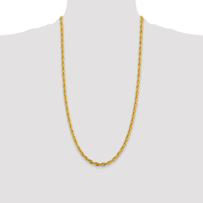 14K 28 inch 4.75mm Semi Solid Rope with Lobster Clasp Chain