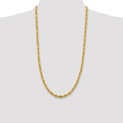 14K 28 inch 5.4mm Semi Solid Rope with Lobster Clasp Chain