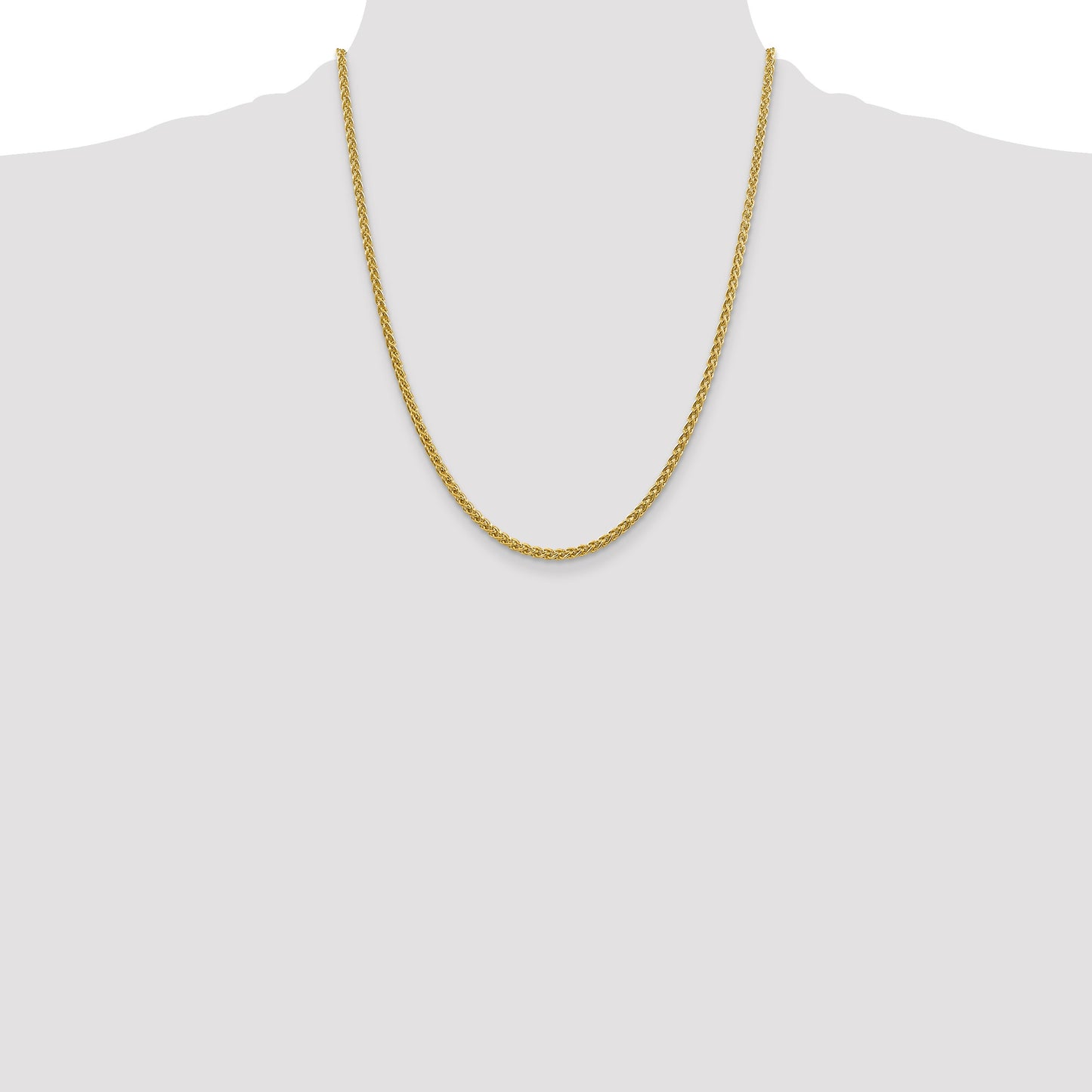 14K 22 inch 2.75mm Semi-Solid Wheat with Lobster Clasp Chain