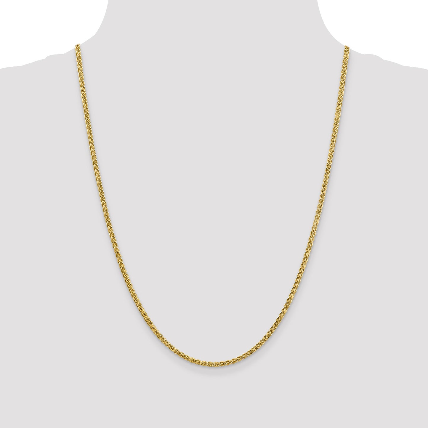14K 24 inch 2.75mm Semi-Solid Wheat with Lobster Clasp Chain