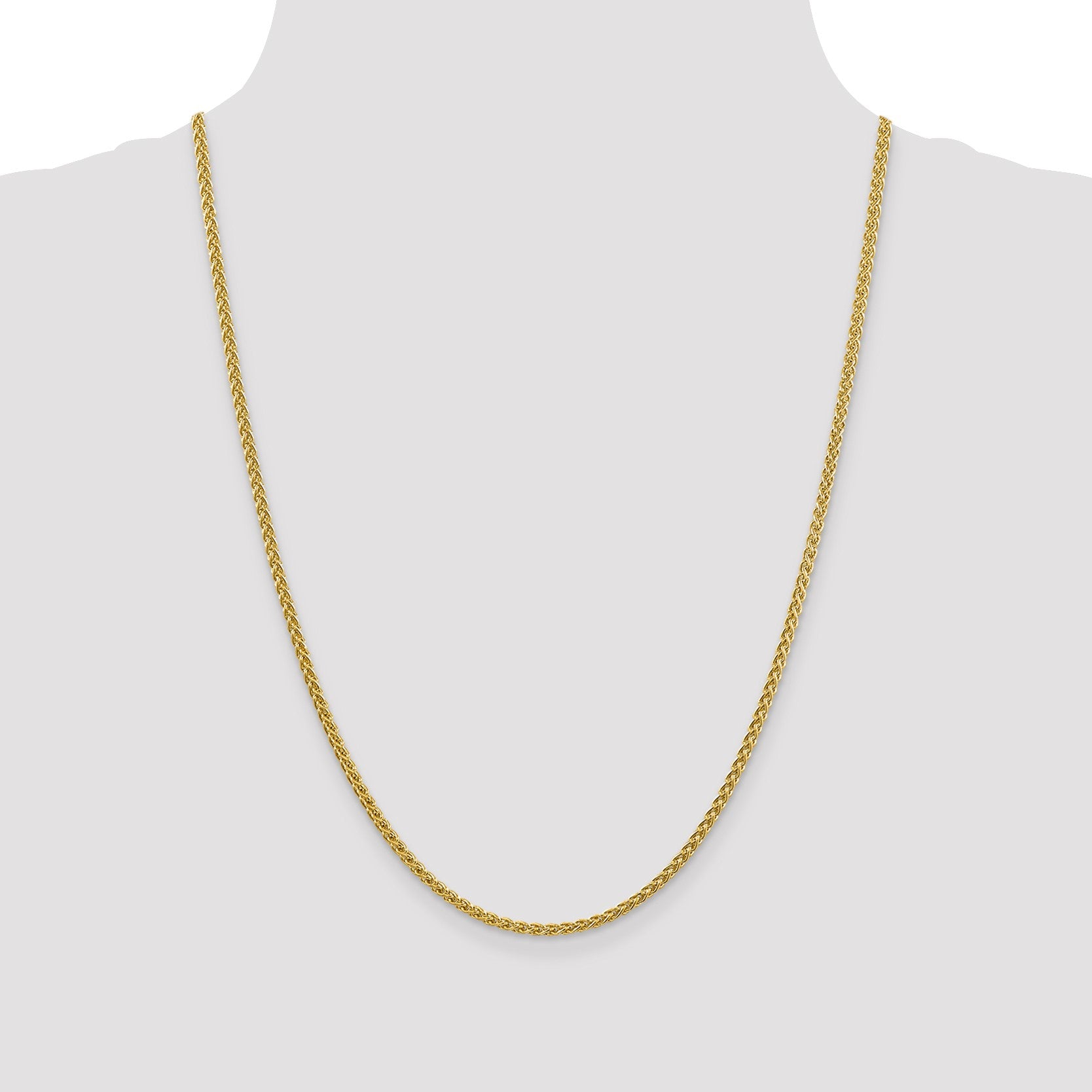 14K 24 inch 2.75mm Semi-Solid Wheat with Lobster Clasp Chain