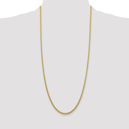 14K 30 inch 2.75mm Semi-Solid Wheat with Lobster Clasp Chain