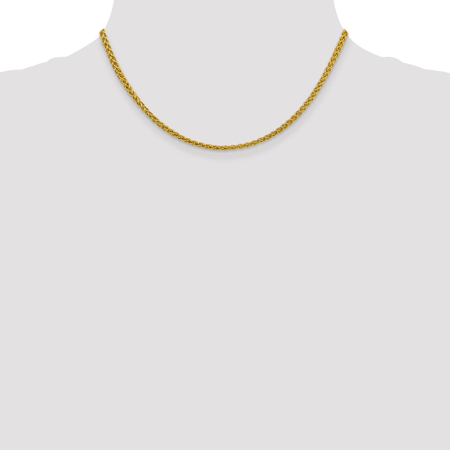 14K 16 inch 3.45mm Semi-Solid Wheat with Lobster Clasp Chain