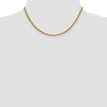 14K 16 inch 3.45mm Semi-Solid Wheat with Lobster Clasp Chain