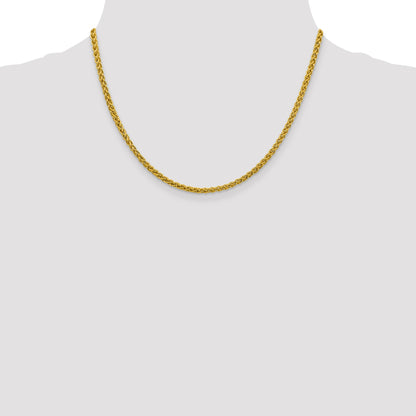 14K 18 inch 3.45mm Semi-Solid Wheat with Lobster Clasp Chain