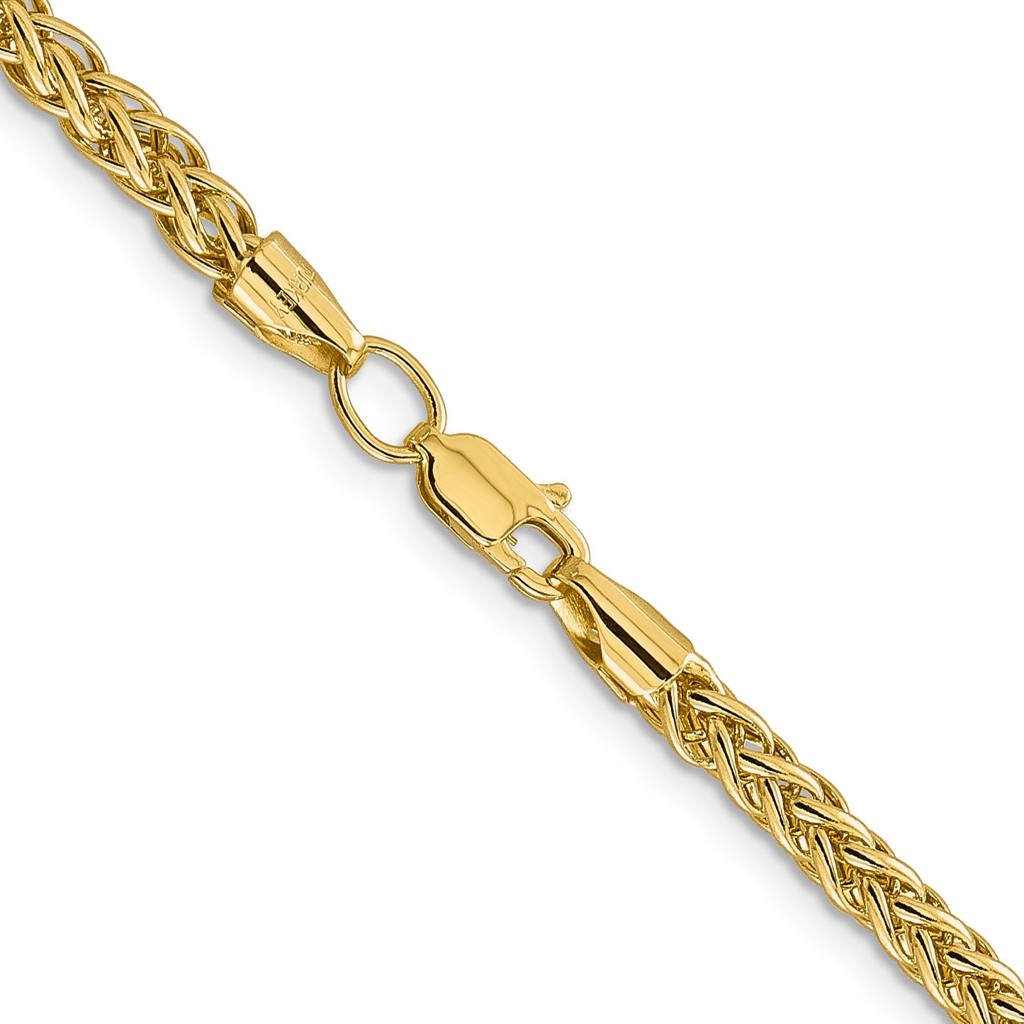 14K 16 inch 3.5mm Semi-Solid 3-Wire Wheat with Lobster Clasp Chain
