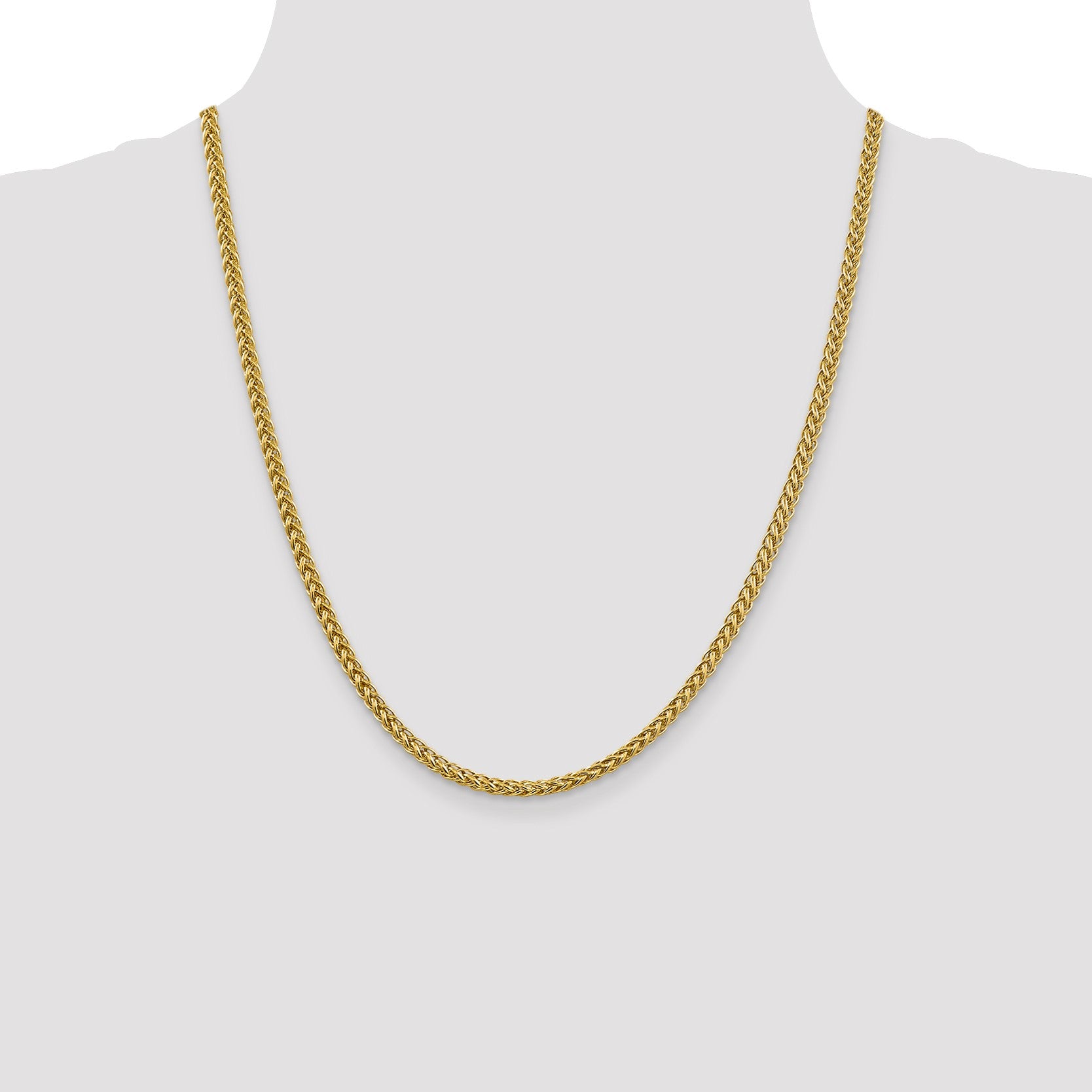 14K 20 inch 3.5mm Semi-Solid 3-Wire Wheat with Lobster Clasp Chain