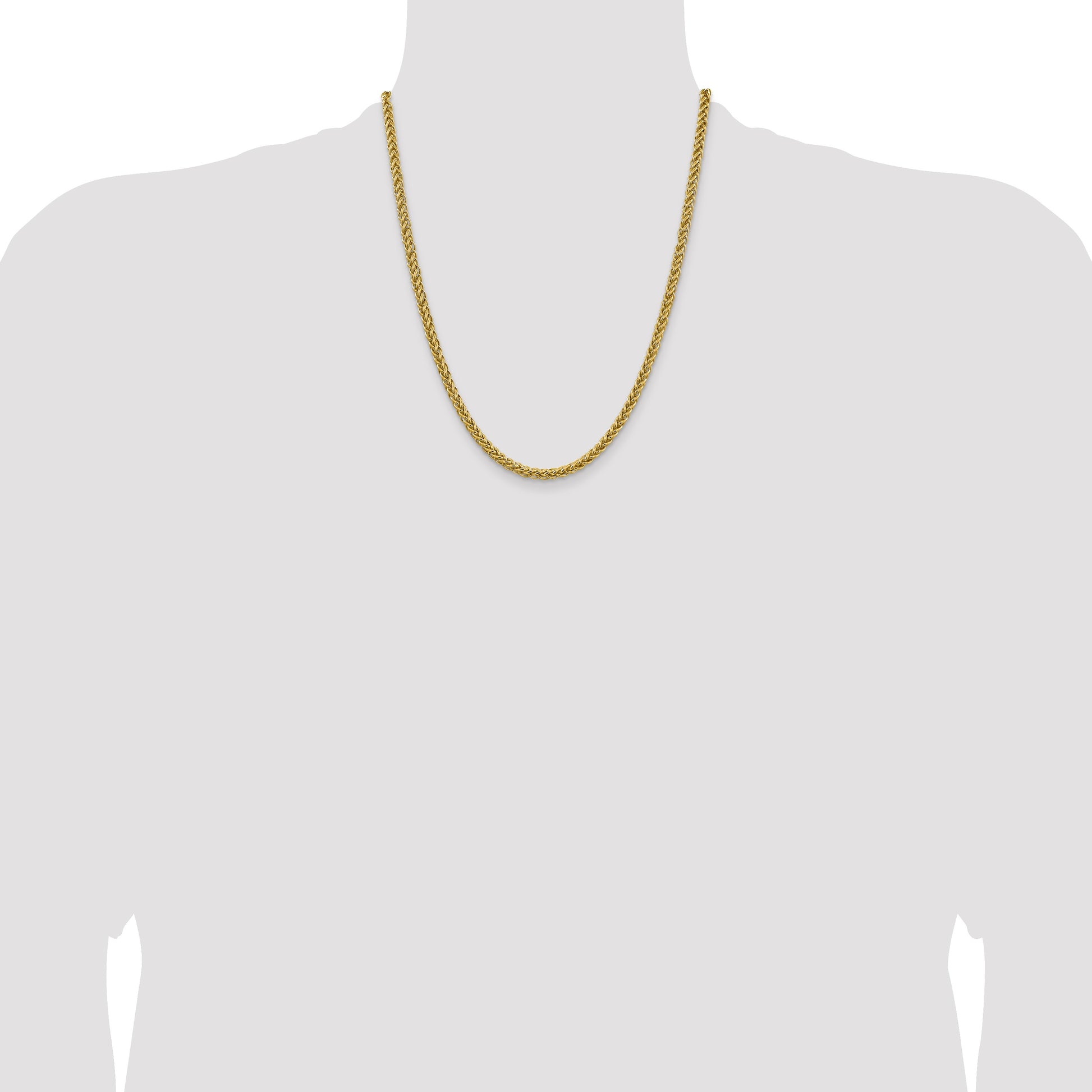 14K 20 inch 4.65mm Semi-Solid 3-Wire Wheat with Lobster Clasp Chain