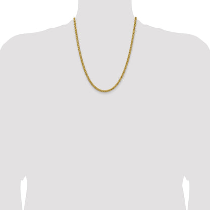 14K 20 inch 4.65mm Semi-Solid 3-Wire Wheat with Lobster Clasp Chain