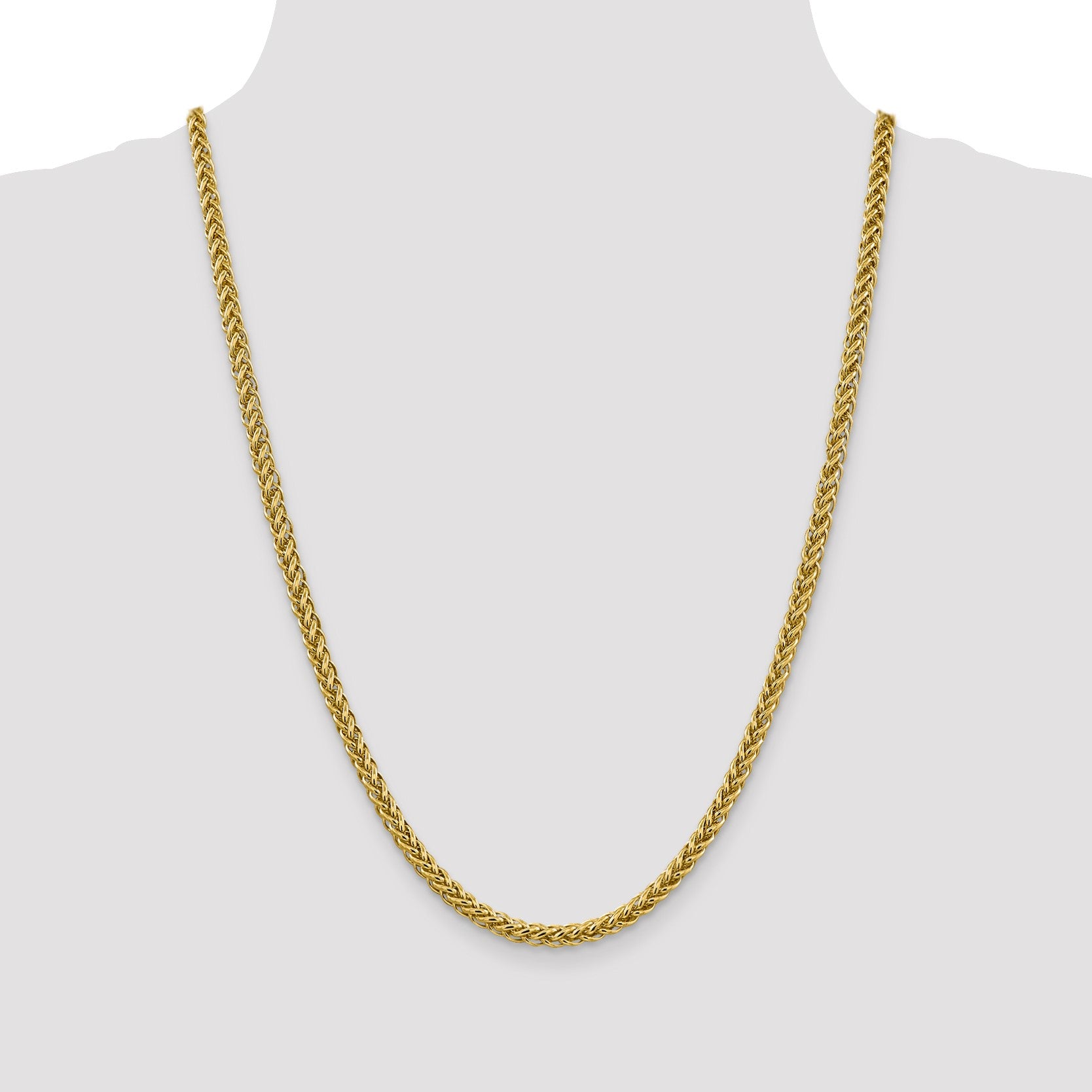 14K 24 inch 4.65mm Semi-Solid 3-Wire Wheat with Lobster Clasp Chain
