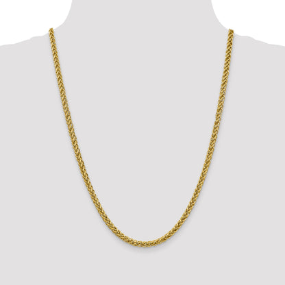 14K 24 inch 4.65mm Semi-Solid 3-Wire Wheat with Lobster Clasp Chain
