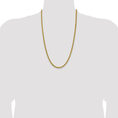 14K 26 inch 4.65mm Semi-Solid 3-Wire Wheat with Lobster Clasp Chain