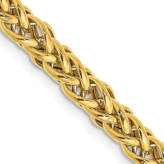 14K 24 inch 4.65mm Semi-Solid 3-Wire Wheat with Lobster Clasp Chain
