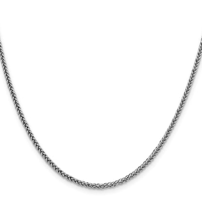 14K White Gold 18 inch 2.35mm Semi-Solid 3-Wire Wheat with Lobster Clasp Chain