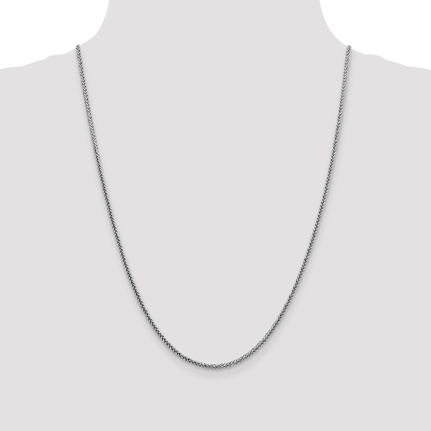 14K White Gold 24 inch 2.35mm Semi-Solid 3-Wire Wheat with Lobster Clasp Chain