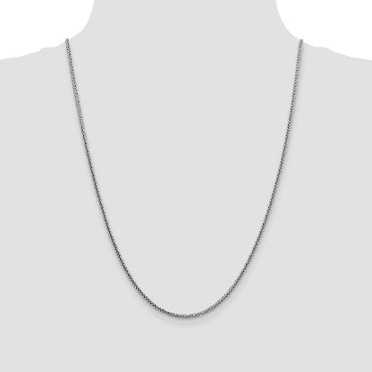 14K White Gold 24 inch 2.35mm Semi-Solid 3-Wire Wheat with Lobster Clasp Chain