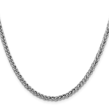 14K White Gold 18 inch 3.5mm Semi-Solid 3-Wire Wheat with Lobster Clasp Chain