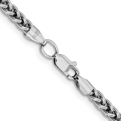 14K White Gold 18 inch 3.5mm Semi-Solid 3-Wire Wheat with Lobster Clasp Chain