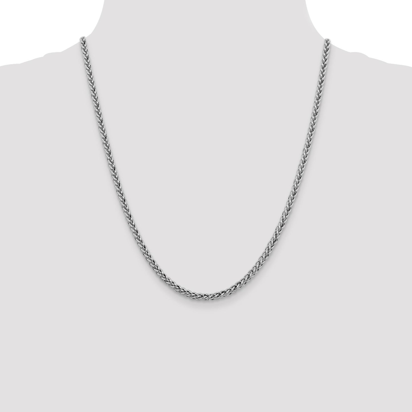 14K White Gold 20 inch 4.3mm Semi-Solid 3-Wire Wheat with Lobster Clasp Chain