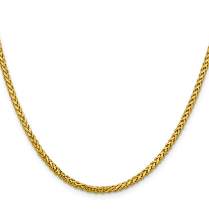 14K 16 inch 2.5mm Semi-Solid Diamond-cut Wheat with Lobster Clasp Chain