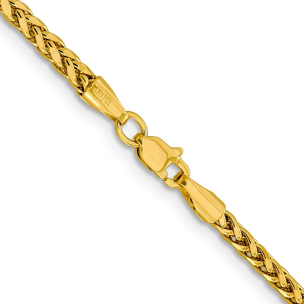 14K 18 inch 2.5mm Semi-Solid Diamond-cut Wheat with Lobster Clasp Chain