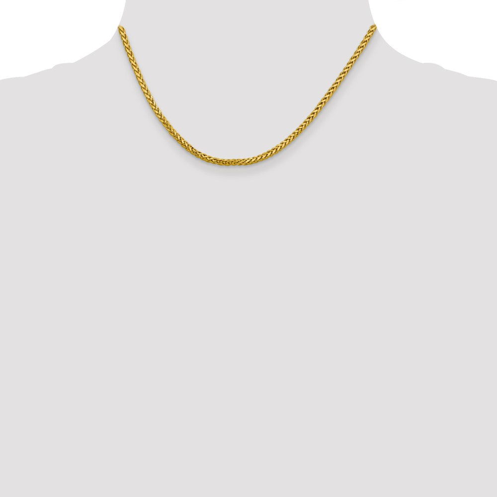 14K 16 inch 2.5mm Semi-Solid Diamond-cut Wheat with Lobster Clasp Chain