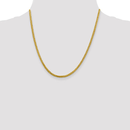 14K 20 inch 2.5mm Semi-Solid Diamond-cut Wheat with Lobster Clasp Chain