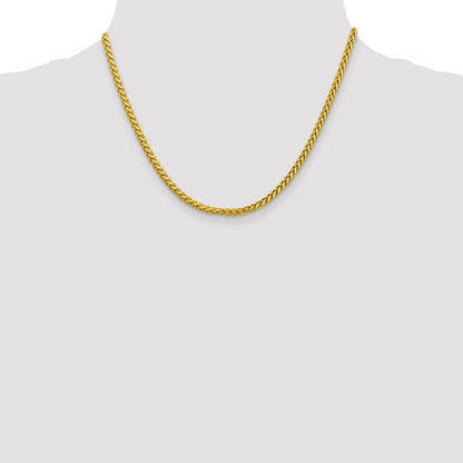 14K 18 inch 3.1mm Semi-Solid Diamond-cut Wheat with Lobster Clasp Chain