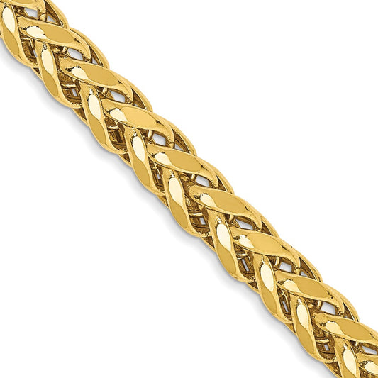 14K 20 inch 3.7mm Semi-Solid Diamond-cut Wheat with Lobster Clasp Chain