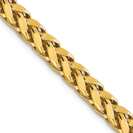 14K 18 inch 5mm Semi-Solid Diamond-cut Wheat with Lobster Clasp Chain