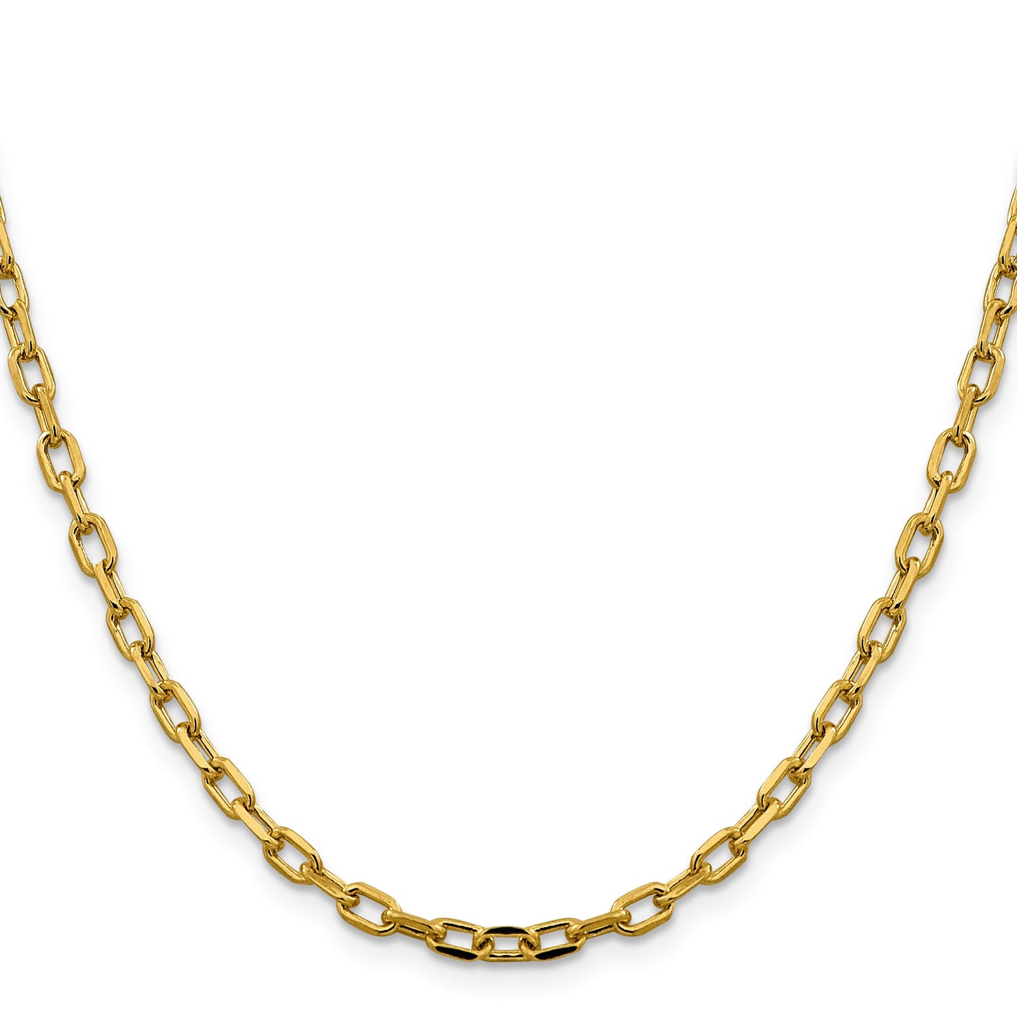 14K  20 inch 3.7mm Semi-Solid Diamond-cut Open Link Cable with Lobster Clasp Chain