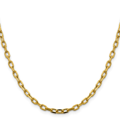 14K  20 inch 3.7mm Semi-Solid Diamond-cut Open Link Cable with Lobster Clasp Chain