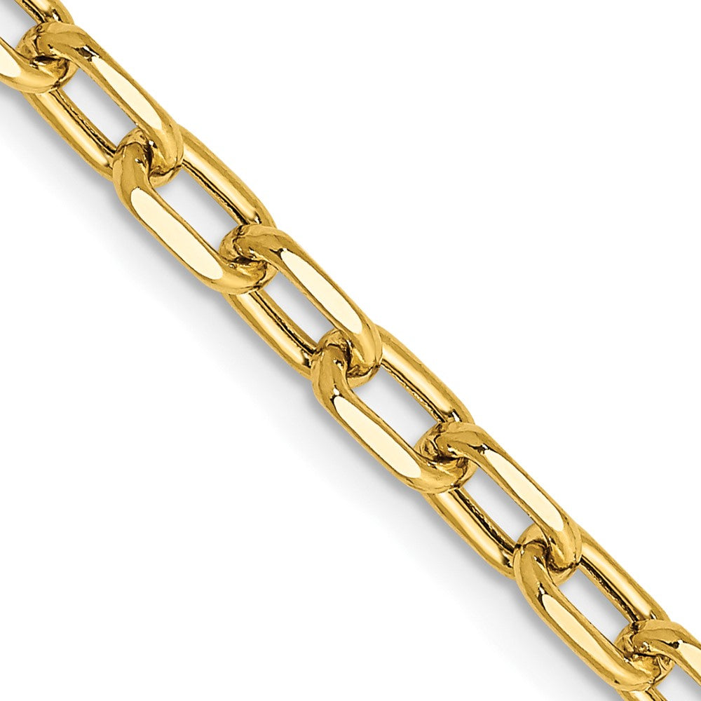 14K  24 inch 3.7mm Semi-Solid Diamond-cut Open Link Cable with Lobster Clasp Chain