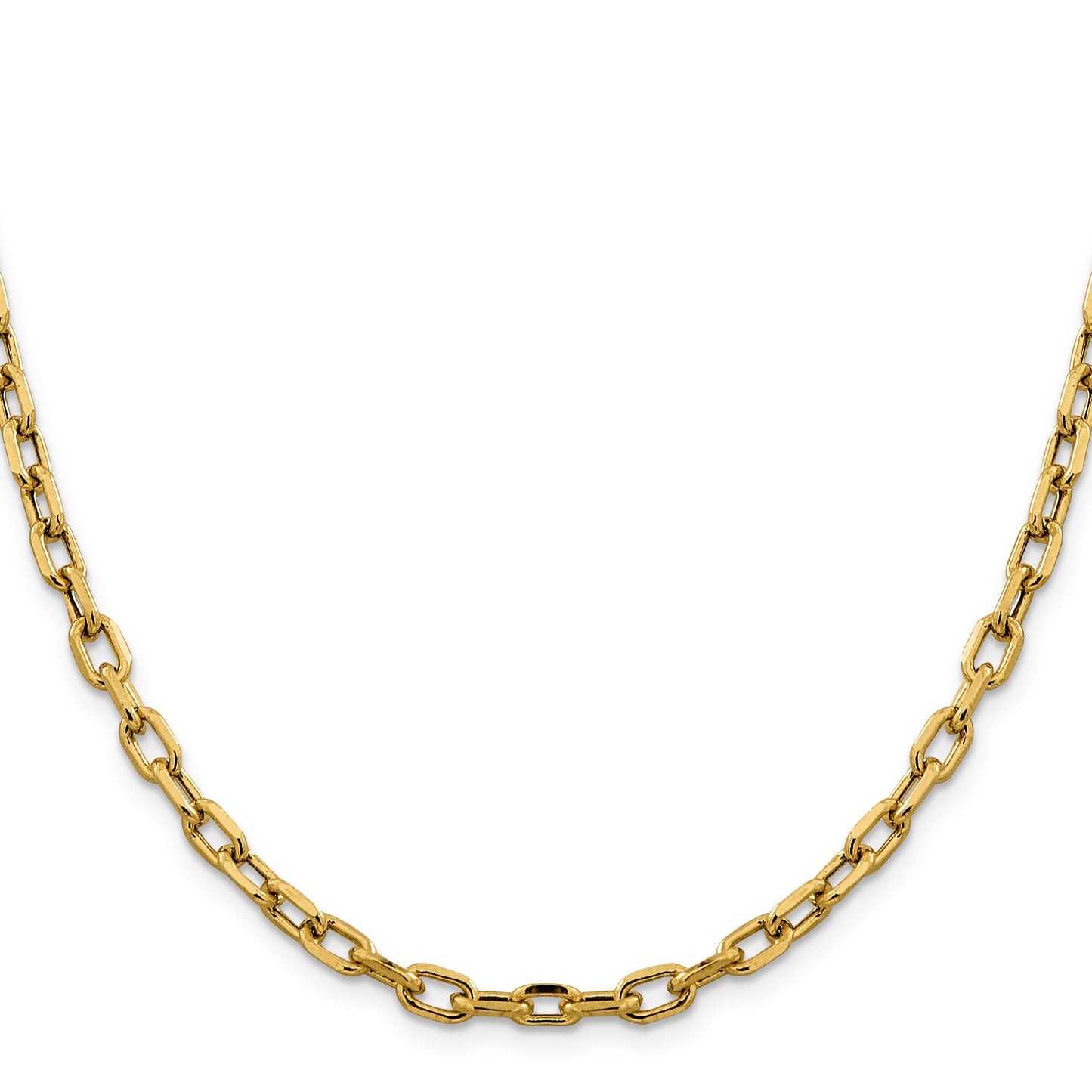 14K  22 inch 4.9mm Semi-Solid Diamond-cut Open Link Cable with Lobster Clasp Chain