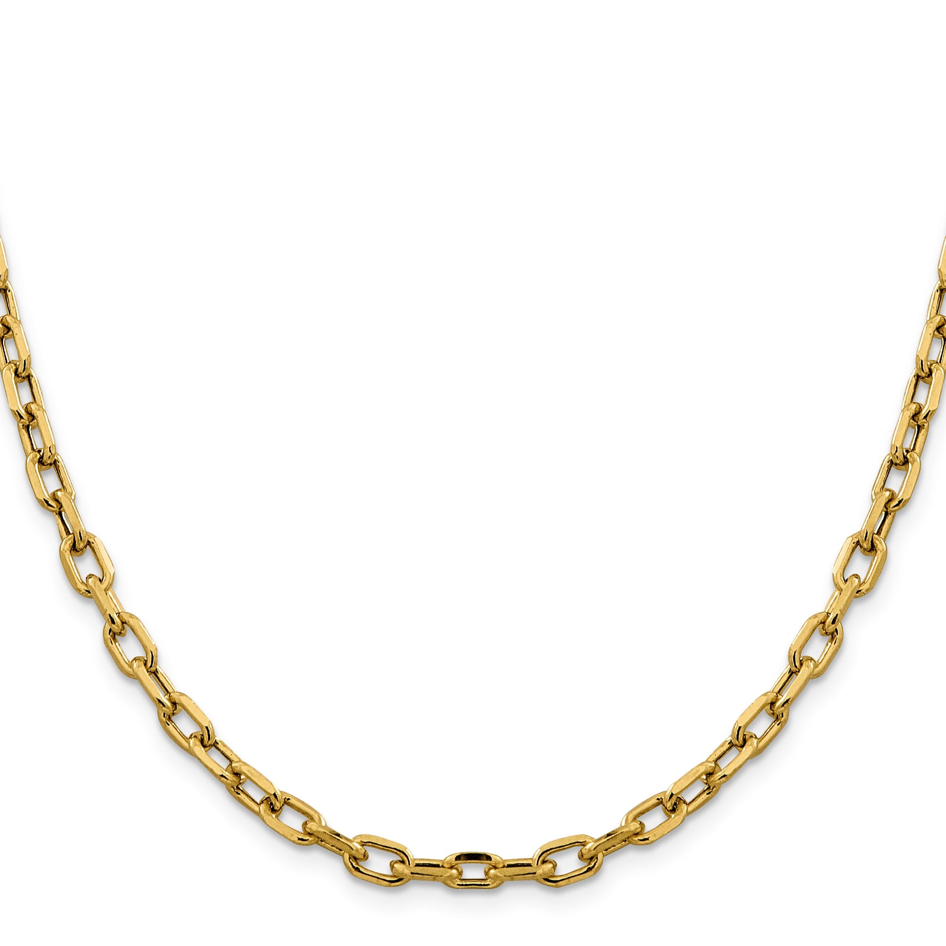14K  22 inch 4.9mm Semi-Solid Diamond-cut Open Link Cable with Lobster Clasp Chain