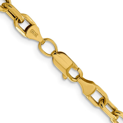 14K 24 inch 4.9mm Semi-Solid Diamond-cut Open Link Cable with Lobster Clasp Chain