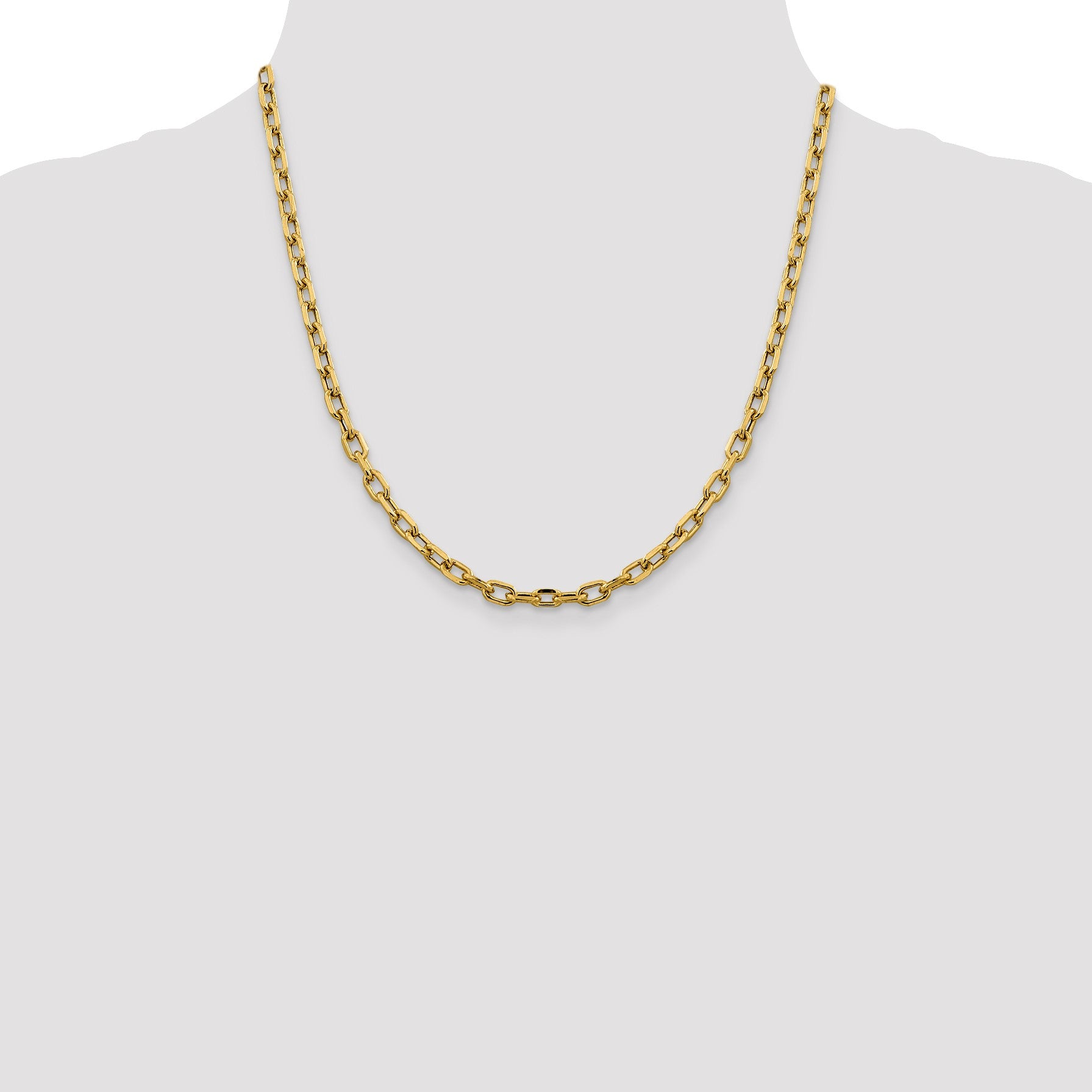 14K 20 inch 4.9mm Semi-Solid Diamond-cut Open Link Cable with Lobster Clasp Chain