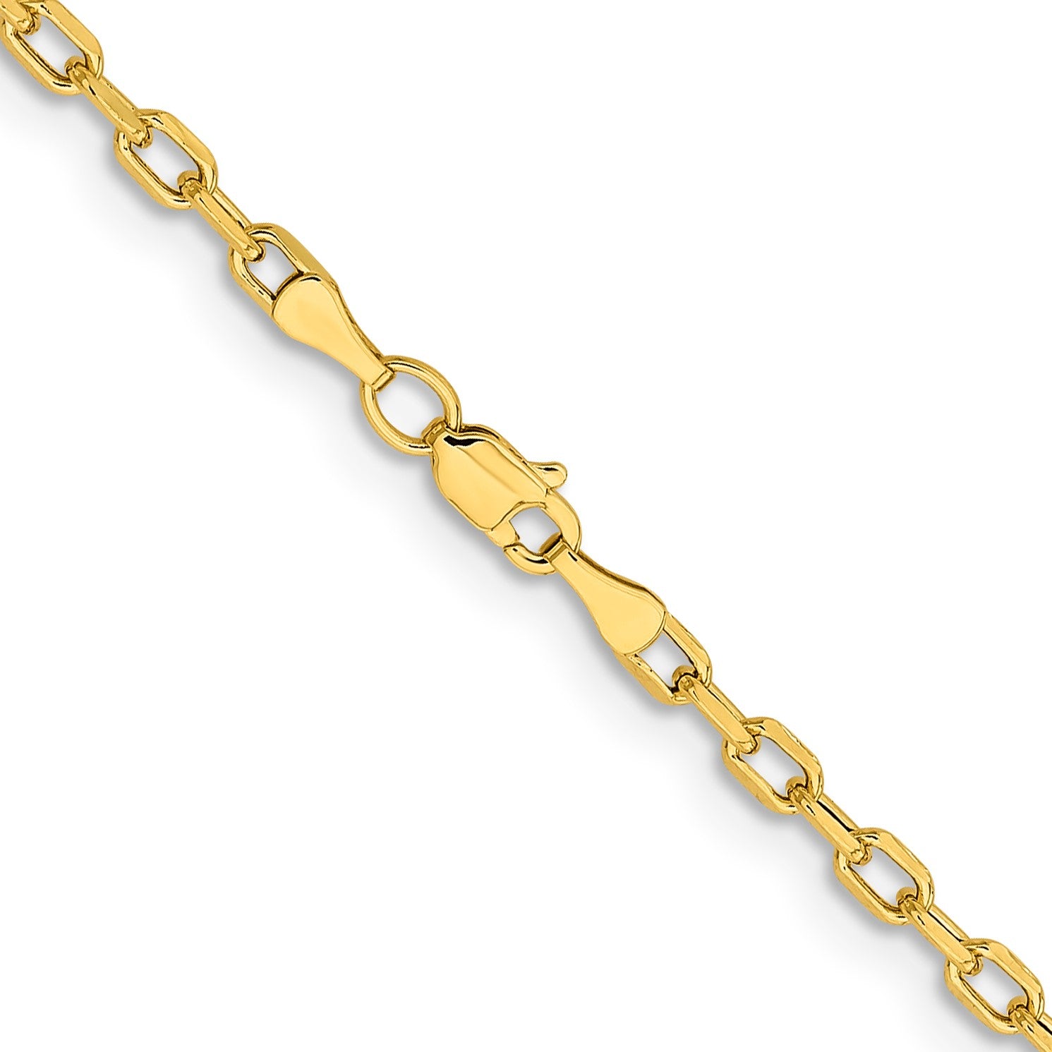 14K Yellow Gold 24 inch 3mm Semi-Solid Diamond-cut Open Link Cable with Lobster Clasp Chain