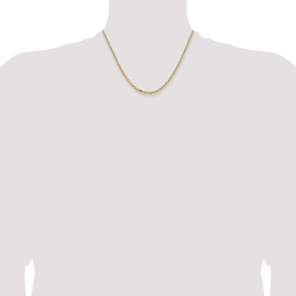 14K Yellow Gold 18 inch 3mm Semi-Solid Diamond-cut Open Link Cable with Lobster Clasp Chain