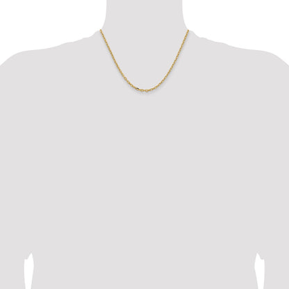 14K Yellow Gold 18 inch 3mm Semi-Solid Diamond-cut Open Link Cable with Lobster Clasp Chain