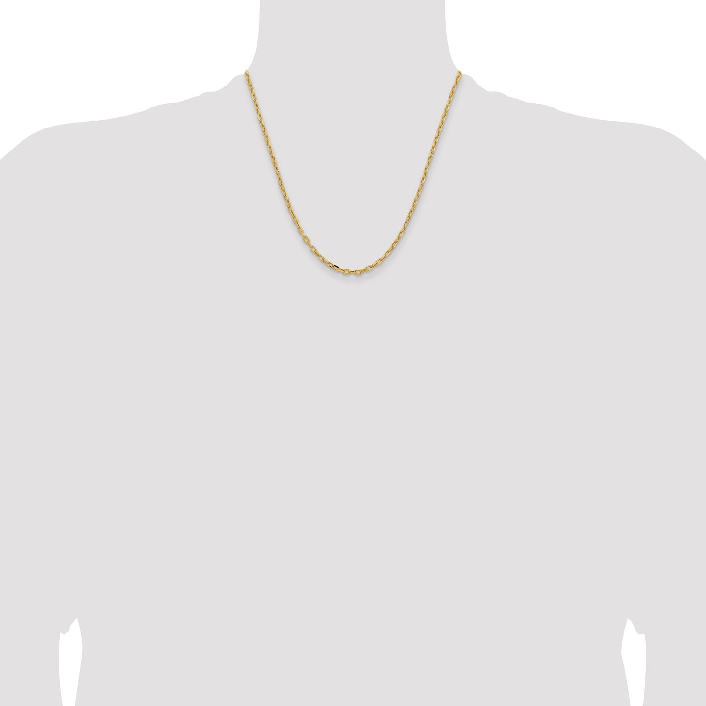 14K Yellow Gold 20 inch 3mm Semi-Solid Diamond-cut Open Link Cable with Lobster Clasp Chain